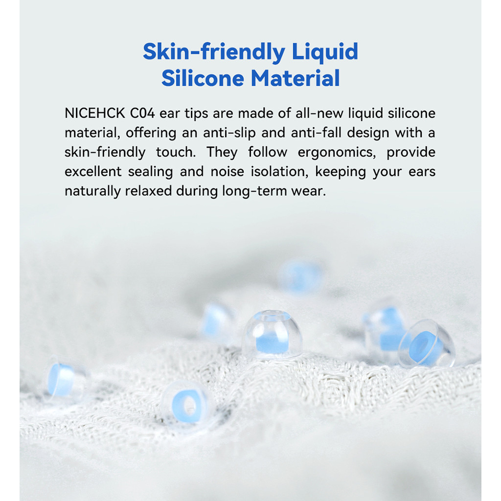 Nicehck C04 Liquid Silicone Ear Tips Noise Isolating Soft ขยาย Soundstage Clear Layers Eartips