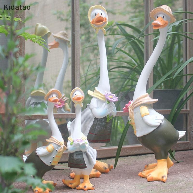 Kidatao รูปปั้นสวนเรซิ่นเป็ดหัตถกรรม Figurines เป็ดครอบครัวสมาชิก Courtyard เครื่องประดับงานศิลปะสัตว์ประติมากรรมตกแต่งบ้านสมัยใหม่ใหม่