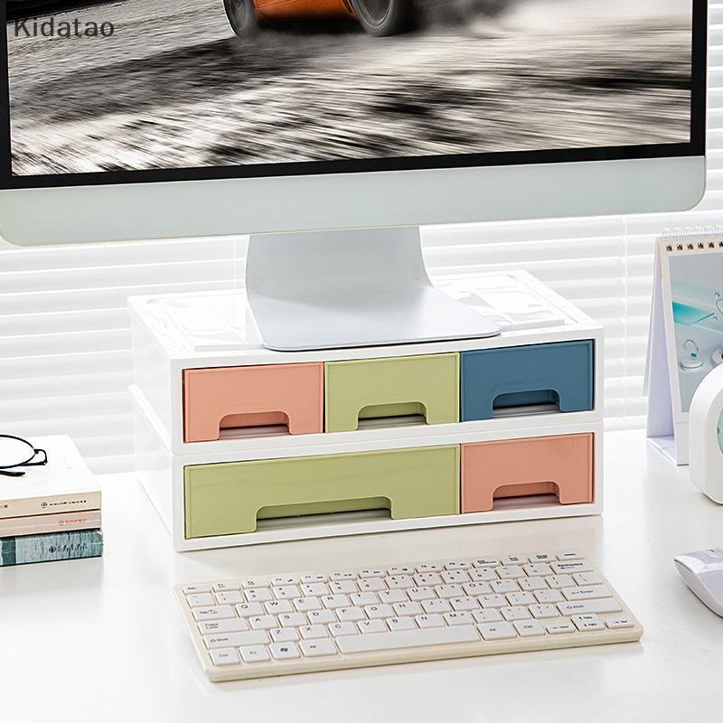 Kidatao ขาตั้งจอคอมพิวเตอร์พร้อมลิ้นชักหน้าจอ PC แล็ปท็อปผู้ถือทํางาน Rack Desktop Storage Organizer สําหรับ Office Studio ใหม่
