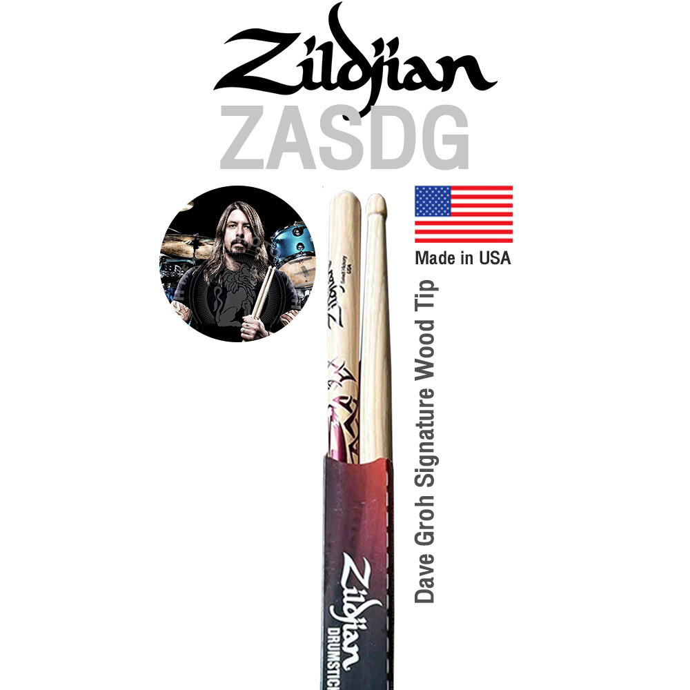 Zildjian® ไม้กลอง รุ่นพิเศษ Dave Grohl Signature ZASDG รุ่น ศิลปิน จาก Zildjian ** Made in USA **