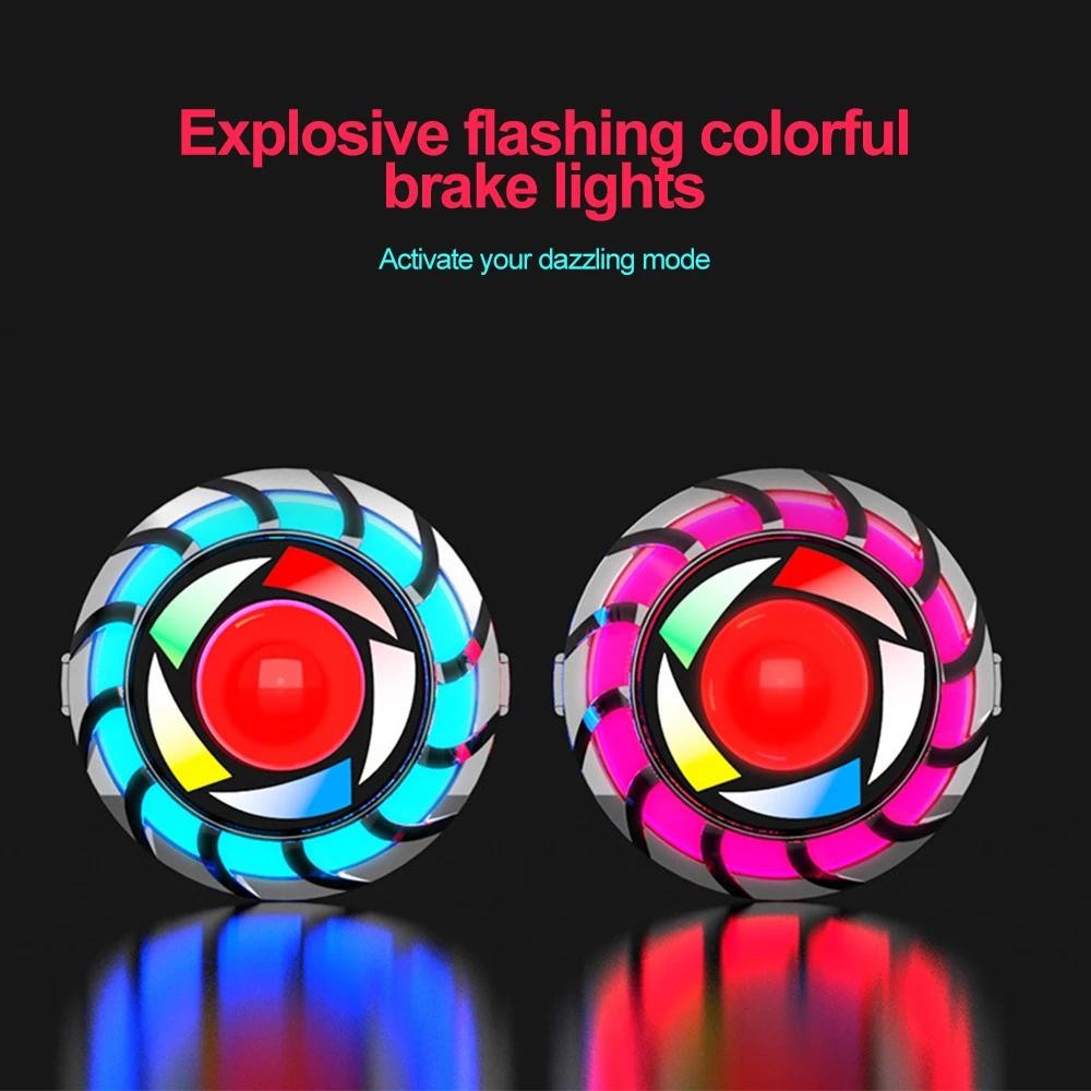 โคมไฟเตือนรถจักรยานยนต์ Angel Eye RGB กระพริบหางเบรคด้านหลัง LED ไฟรถจักรยานยนต์ Moto อุปกรณ์เสริม Universal