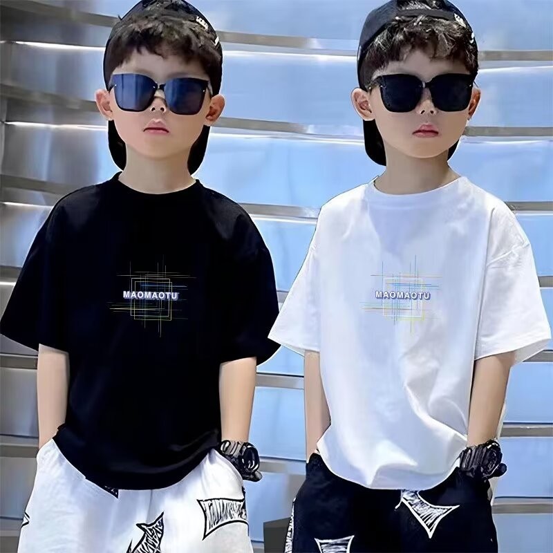 ฤดูร้อน เสื้อยืดแขนสั้นสำหรับเด็กชาย สไตล์เกาหลีทันสมัย เสื้อยืดกีฬาหลวม