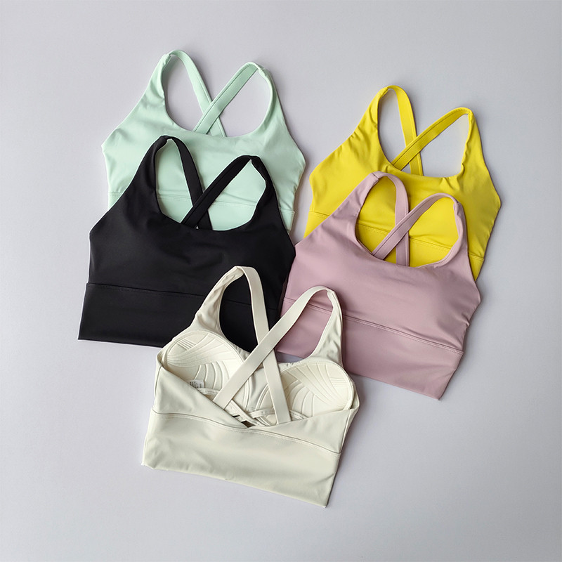 High Strength Professional กันกระแทก Gathering Solid U-คอวิ่ง Bra โยคะฟิตเนส Bra ฤดูร้อน