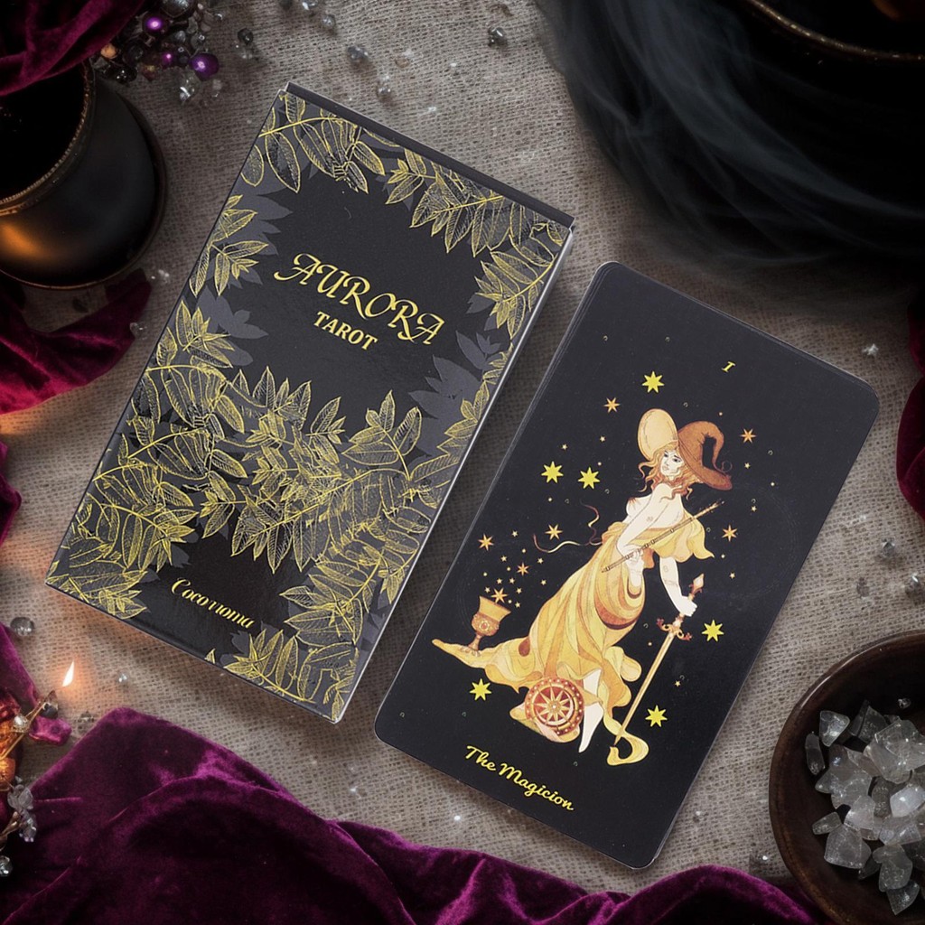 Aurora Tarot เริ่มต้น Tarot Deck 78 การ์ด Oracle ไฟ Polar Tarot Deck Original Fortune บอกเกมครอบครัว