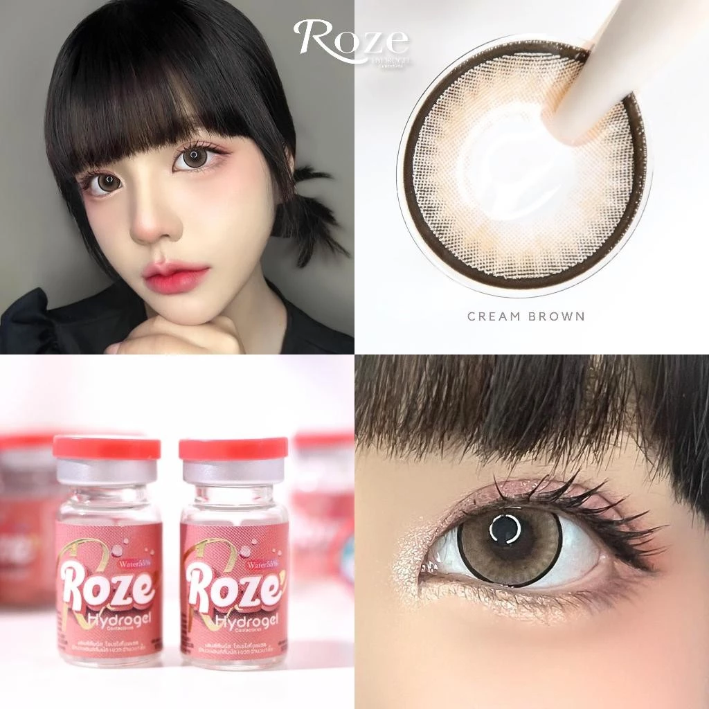 Cream ลายฮิตtiktok ฉ่ำๆ โตๆ 14.8 เลนส์ไฮโดรเจล คอนแทคเลนส์ Roze