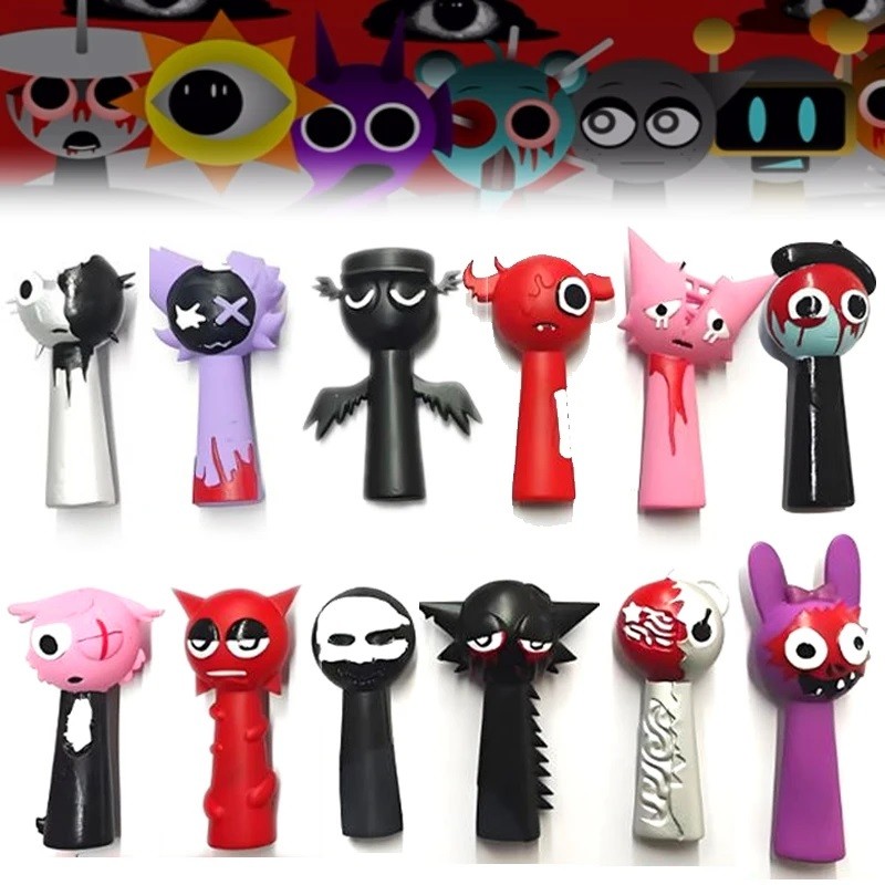 เกมสยองขวัญ Incredibox 12pcs รูป Sprunki Action Figures Collection ตุ๊กตาของเล่นเด็กเด็กวันเกิดของเล่น