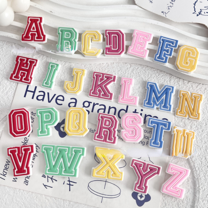 ตัวอักษร A-Z น่ารัก Jibbitz Crocs Charms ตัวอักษร Jibitz Charm Pin เจลลี่ ตัวอักษร Jibits ถ้วย สําหรับผู้ชาย เครื่องประดับตกแต่งรองเท้า