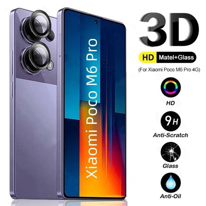 ฟิล์มกันรอยกล้อง สําหรับ Xiaomi Poco M6 Pro 4G M6Pro 2024 แหวนโลหะใส ฝาหลัง กระจกนิรภัย ป้องกันหน้าจอกล้อง ฟิล์มเลนส์
