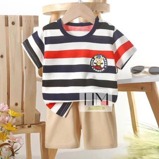 เสื้อผ้าเด็ก ชุดเซทเสื้อแขนสั้น+กางเกงขาสั้น ชุดเด็กลายการ์ตูน ผ้าcotton Size80-110