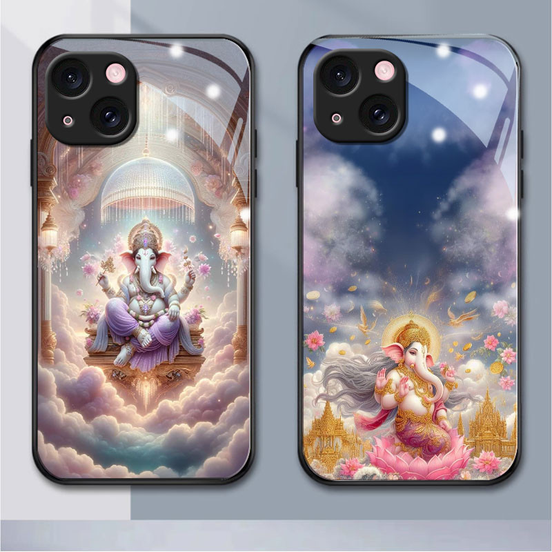 Ganeshazdiy เคสกระจก ซิลิโคนนิ่ม กันกระแทก สําหรับ iphone15 14 11 13 12 XS max mini 5 6 6s plus 8 pro max (HB1-1105)