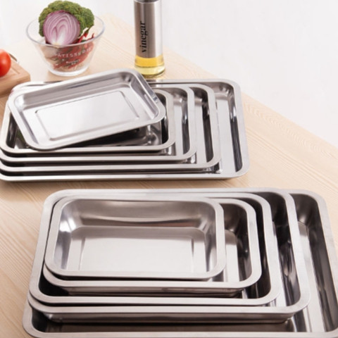ถาดสแตนเลส ถาดบรรจุอาหา Stainless Buffet tray สี่เหลี่ยม ทนความร้อน ราคา/ชิ้น