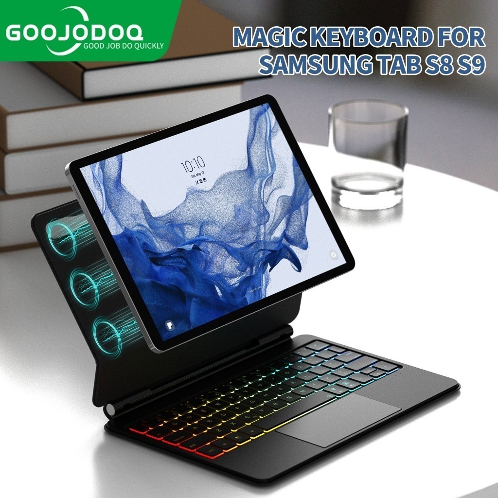 Goojodoq Magic Keyboard Case ไร ้ สายบลูทูธสําหรับ Samsung Galaxy Tab S8 +/S7 FE/Plus/S9 12.4/11นิ ้ ว ( ไม ่ มีแท ็ บเล ็ ต )