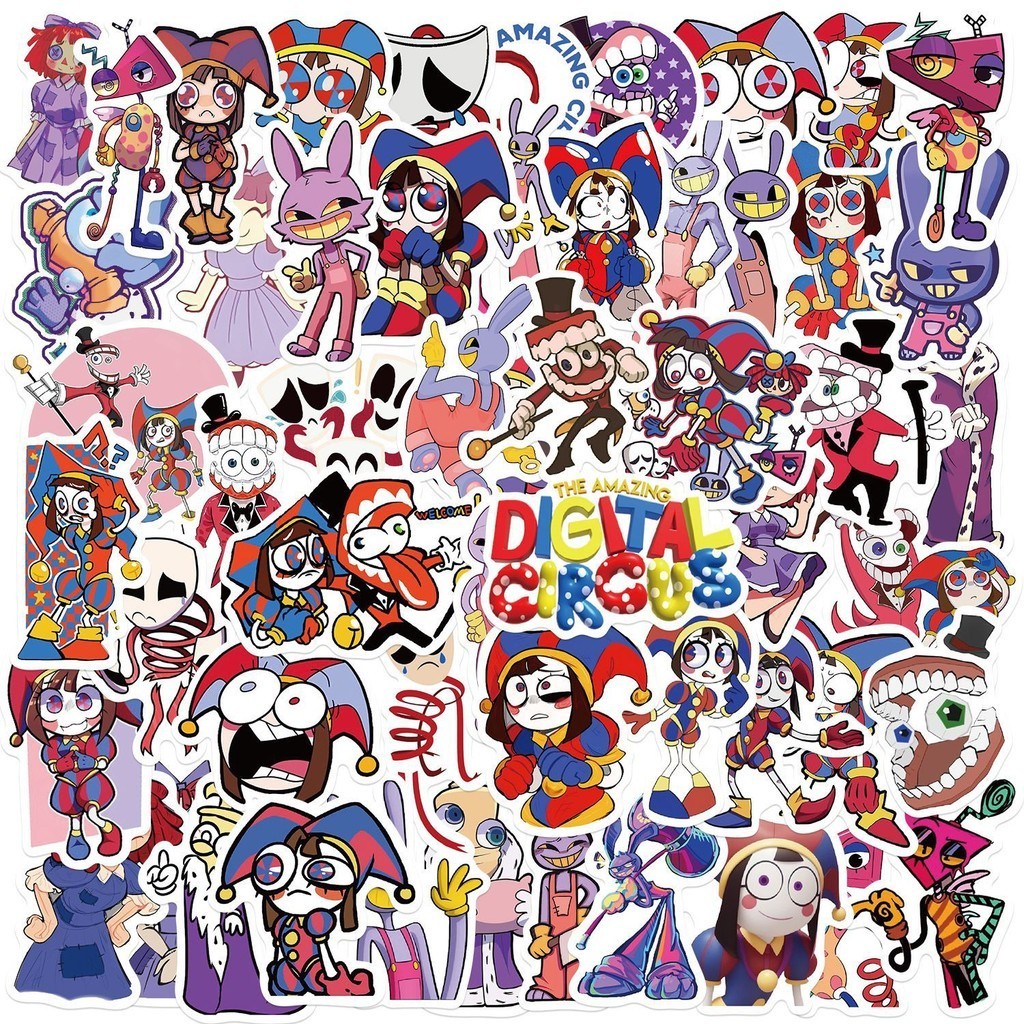 พร้อมส่ง The Amazing Digital Circus TADC sticker ติกเกอร์คำเตือนต่างๆ สำหรับติดตกแต่ง กันน้ำรูปแบบที่แตก56pcs