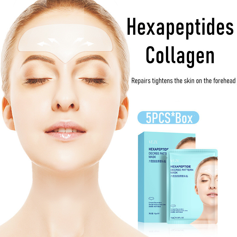 VEZE Hexapeptide คอลลาเจนต่อต้านริ้วรอยหน้าผากหน้ากาก 5 ชิ้น Decree รูปแบบหน้ากากลดเส้นคอ