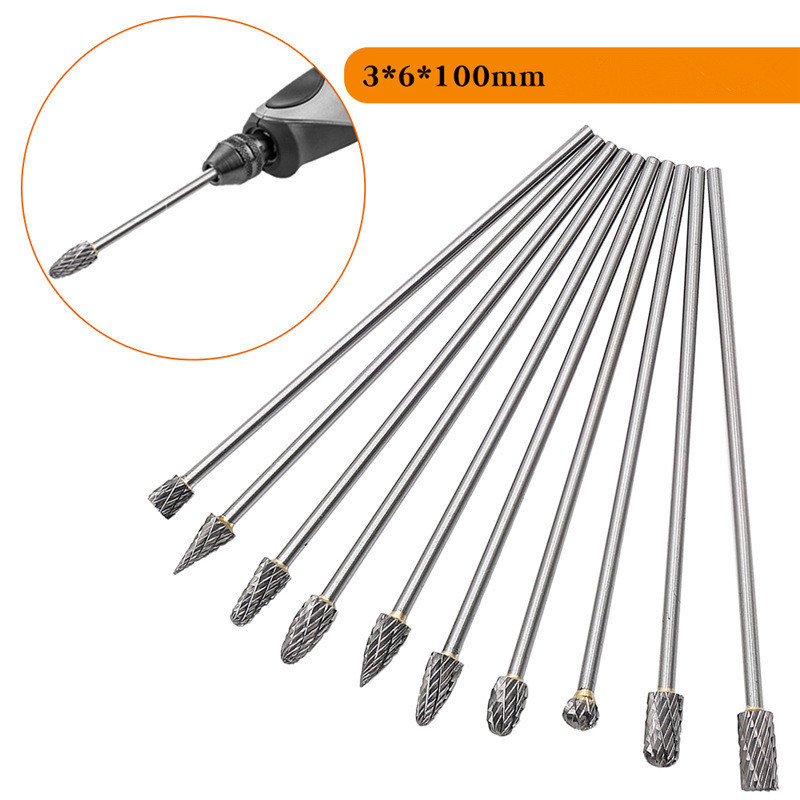 ดอกเจียรคาร์ไบด์ ดอกเจียรเหล็ก ดอกคาร์ไบด์ ชุดดอกกัด ดอกเเกะสลัก เจียรฝาสูบ แกน 3มิล หัว 6มิล ก้านยาว 100 มิล มีให้เลือก - รูปที่ 3