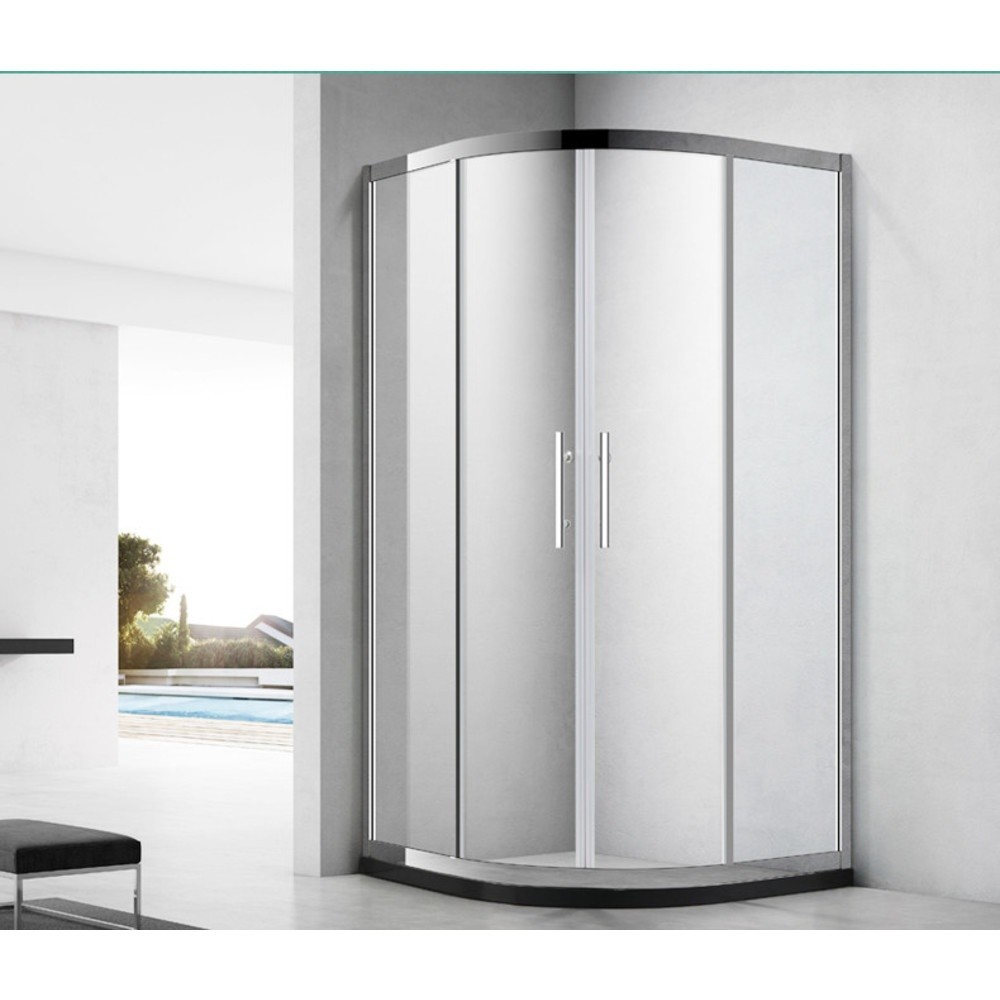 Deluxy Official Shop Heritage ฉากกั้นอาบน้ำแบบบานเลื่อนเข้ามุมโค้ง ขนาด 900x900x1850 มม. รุ่น PQS-PF