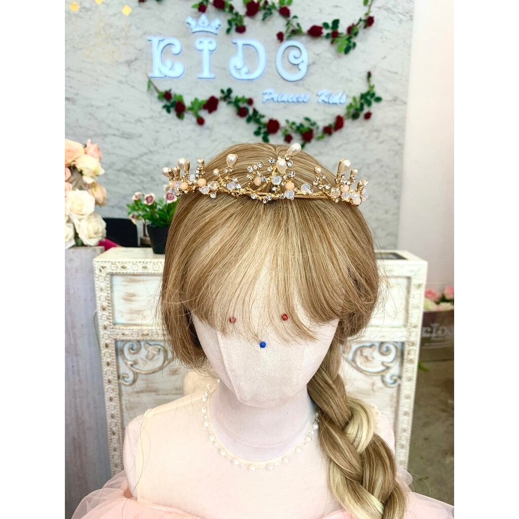 มงกุฎเด็ก*หน้าร้านอยู่รัชดา ลองได้*KF633 สีทอง คาดผมเพชร ประดับด้วยหินสี