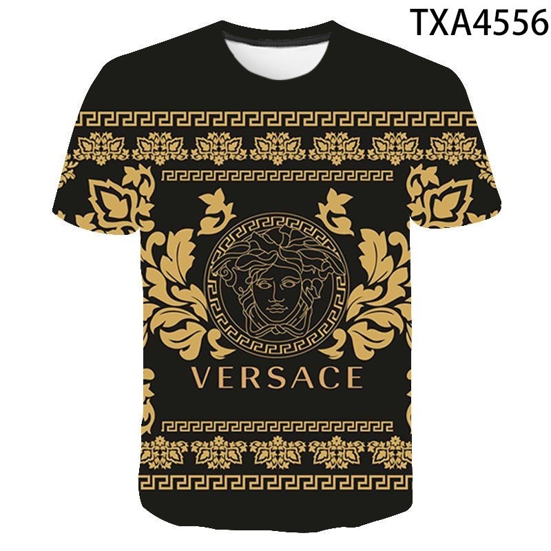 ใหม่ เสื้อยืดลําลอง แขนสั้น พิมพ์ลาย Versace Street 3D แฟชั่นฤดูร้อน สําหรับผู้ชาย ผู้หญิง