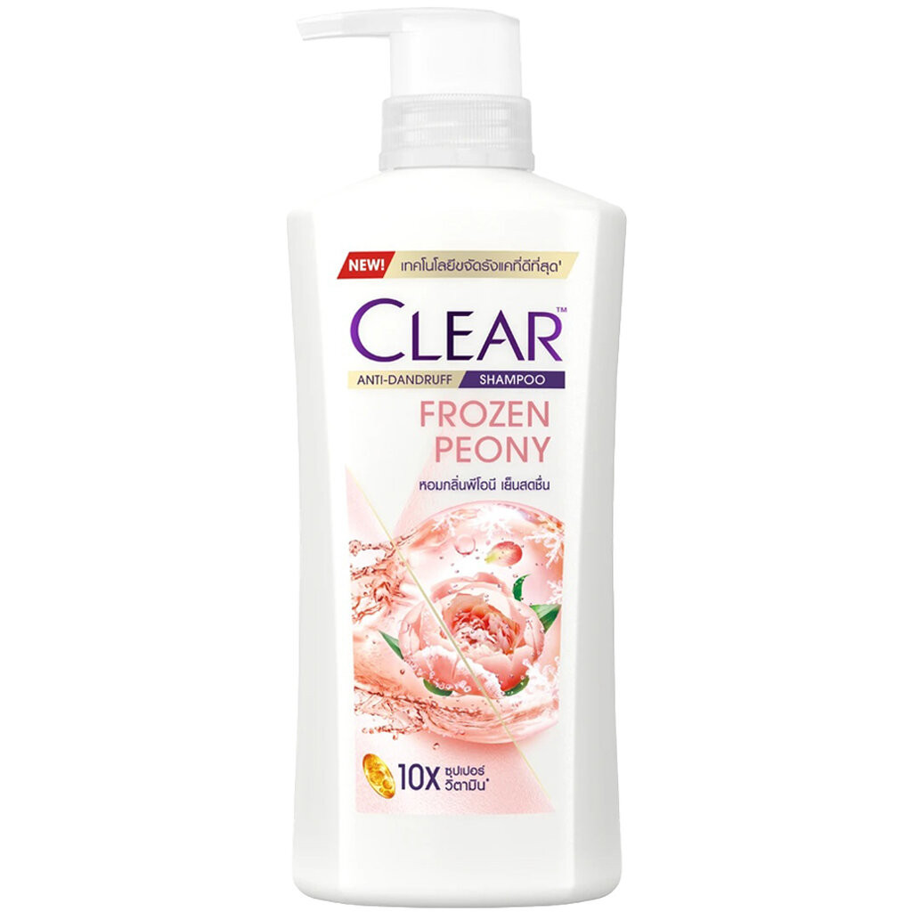 LeeMart แชมพู เคลียร์ CLEAR 350ML ยาสระผม เคลีย แชมพูสระผม เครีย แชมพูขจัดรังแค สูตร โฟรเซ่นพีโอนี สีชมพูใส ขนาด 350 มล.