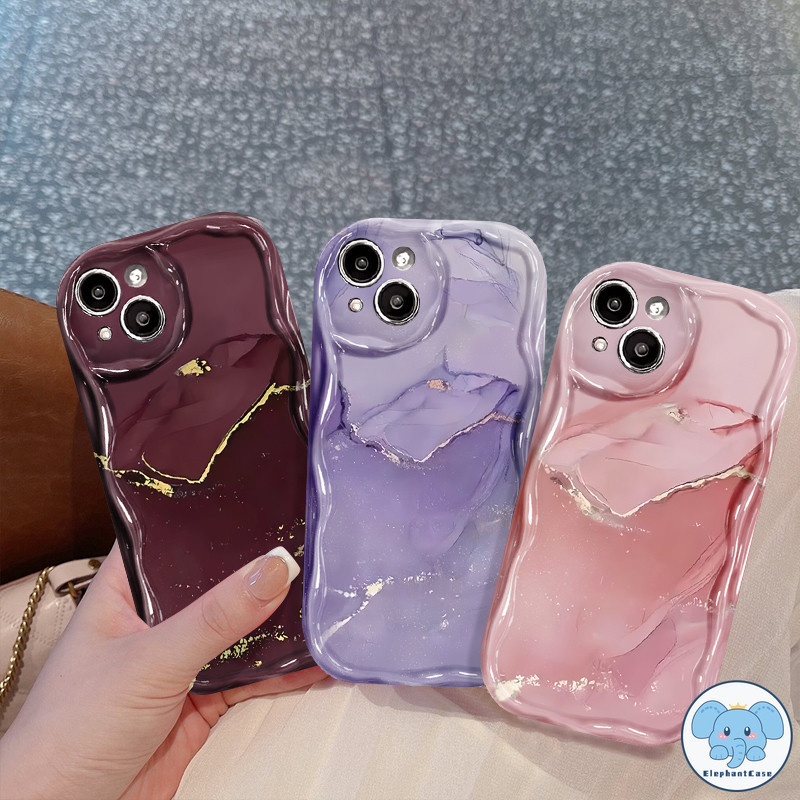 ภาพวาดสีน้ำมันการ์ตูนไล่ระดับสีน้ำตาลกรณีสีชมพู iPhone 11 XR 7 8 Plus 13 15 12 14 Pro Max 12 mini X XS Max