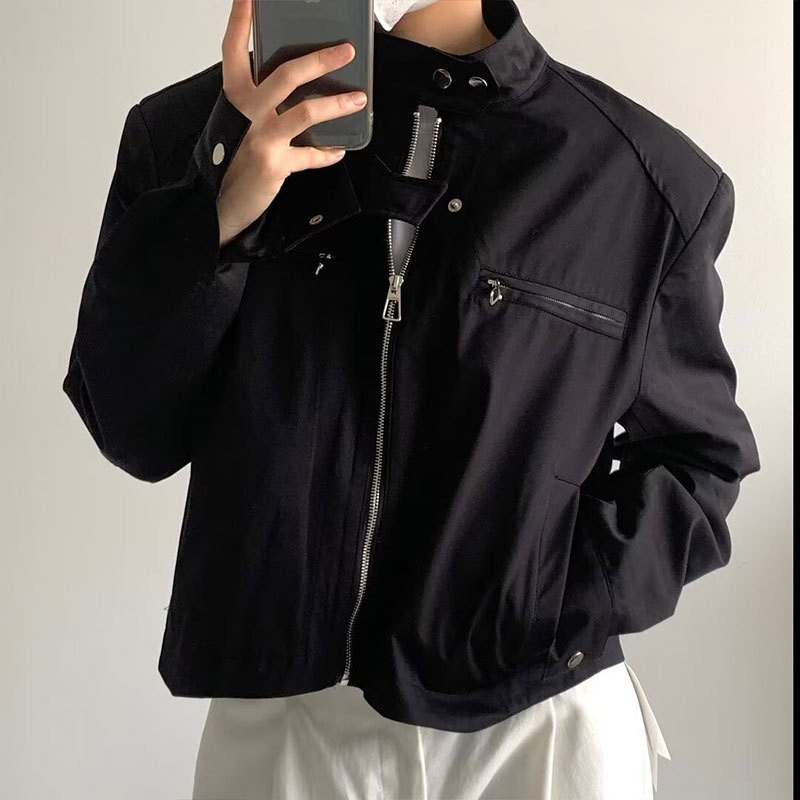 เสื้อแจ็กเก็ตสั้น เปิดไหล่ ระดับไฮเอนด์ สไตล์อเมริกัน สตรีท เหมาะกับฤดูใบไม้ผลิ และฤดูใบไม้ร่วง สําหรับผู้ชาย