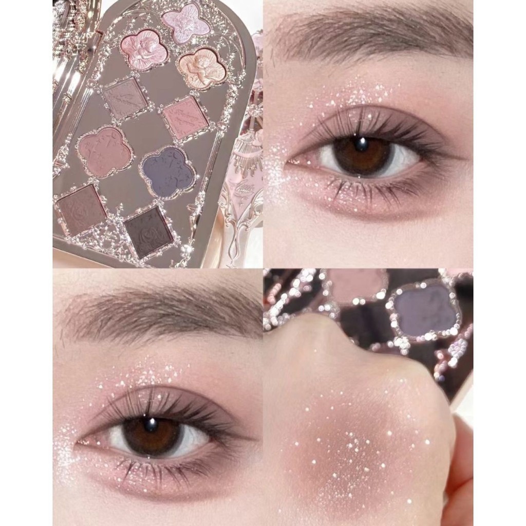 ️ Flower Knows Little Angel Eyeshadow Palette Matte Pearlescent Fine กระพริบทุกวันที่ครอบคลุม Palette รมควันบรรยากาศ