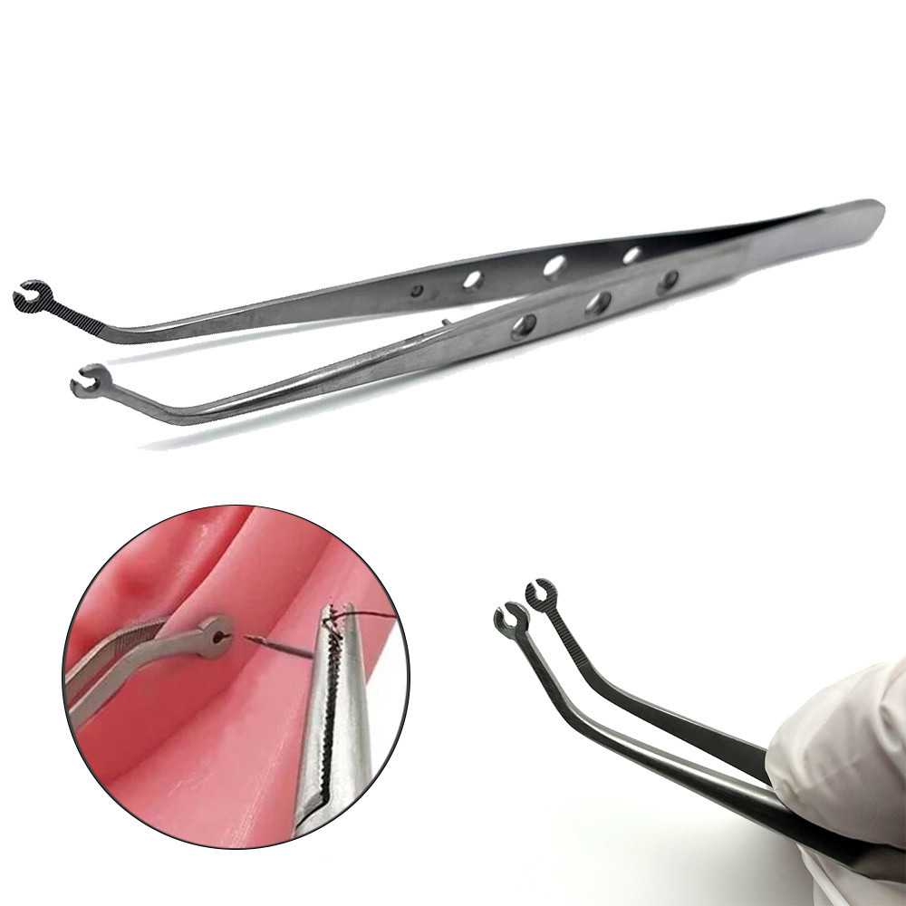 Stitching Tweezer Cotton Dressing Forcep Slots แหนบทันตกรรมปลายหยัก