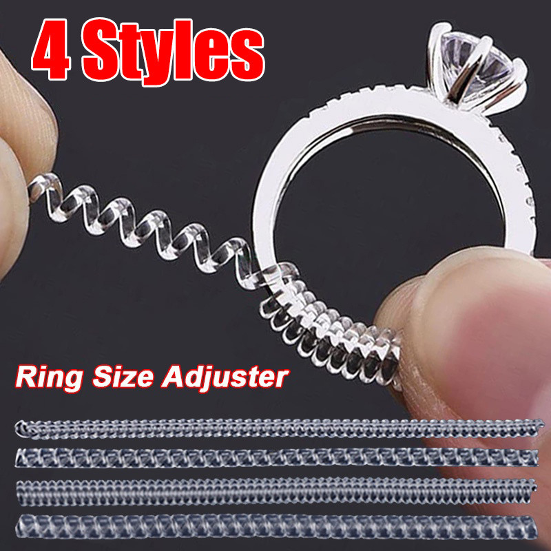 1/4 ชิ้น ยืดหยุ่นสูง ขนาดแหวนที่มองไม่เห็น ตัวปรับ / โปร่งใส ป้องกันเครื่องประดับ กระชับ เครื่องมือลดขนาด