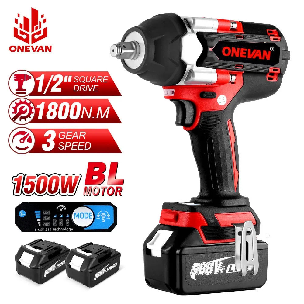 ประแจกระแทกไฟฟ้า ไร้แปรงถ่าน 1800N.M 1500W 3 เกียร์ ปรับได้ สําหรับรถบรรทุก 1/2 นิ้ว Makita 18V