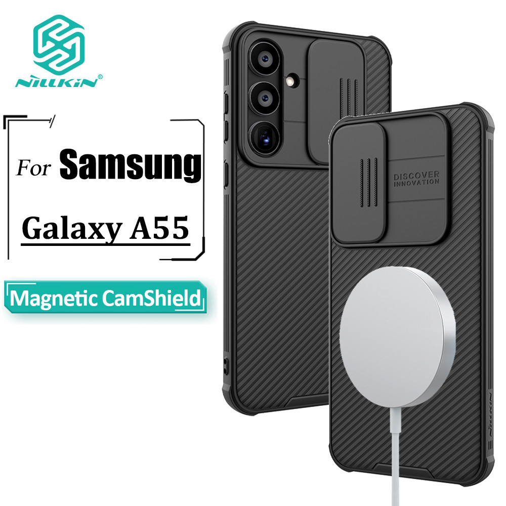 Nillkin CamShield Pro เคสโทรศัพท์แม่เหล็ก สําหรับ Samsung Galaxy A55 เคสป้องกันตัวเลื่อนกล้อง ฮาร์ดพีซี + TPU กันกระแทก ฝาหลัง (เฉพาะพร้อมฟังก์ชั่นดูดแม่เหล็ก)