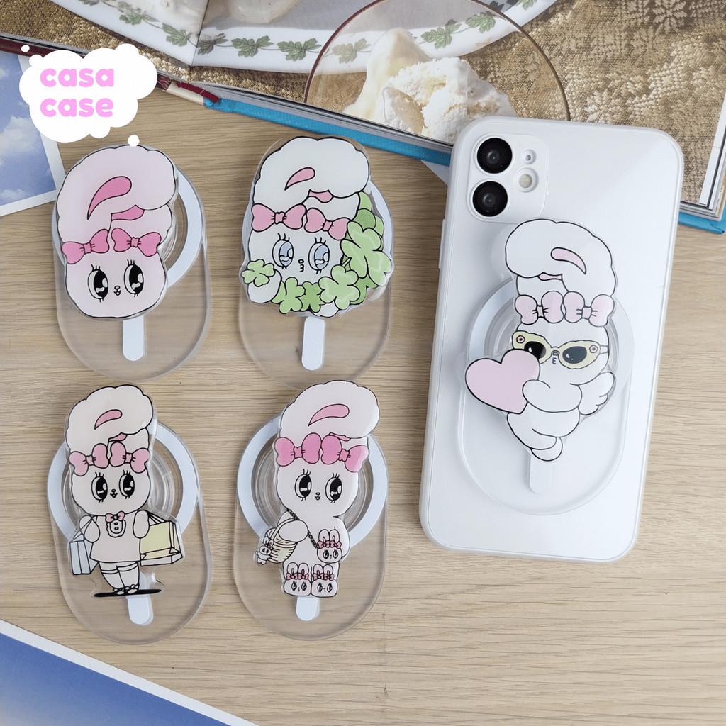 Griptok กริ๊ปต๊อกฐานแม่เหล็กยาว แก็งEsther Bunny-1 การ์ตูนติดหลังมือถือ กริ๊บต็อกติดเคส