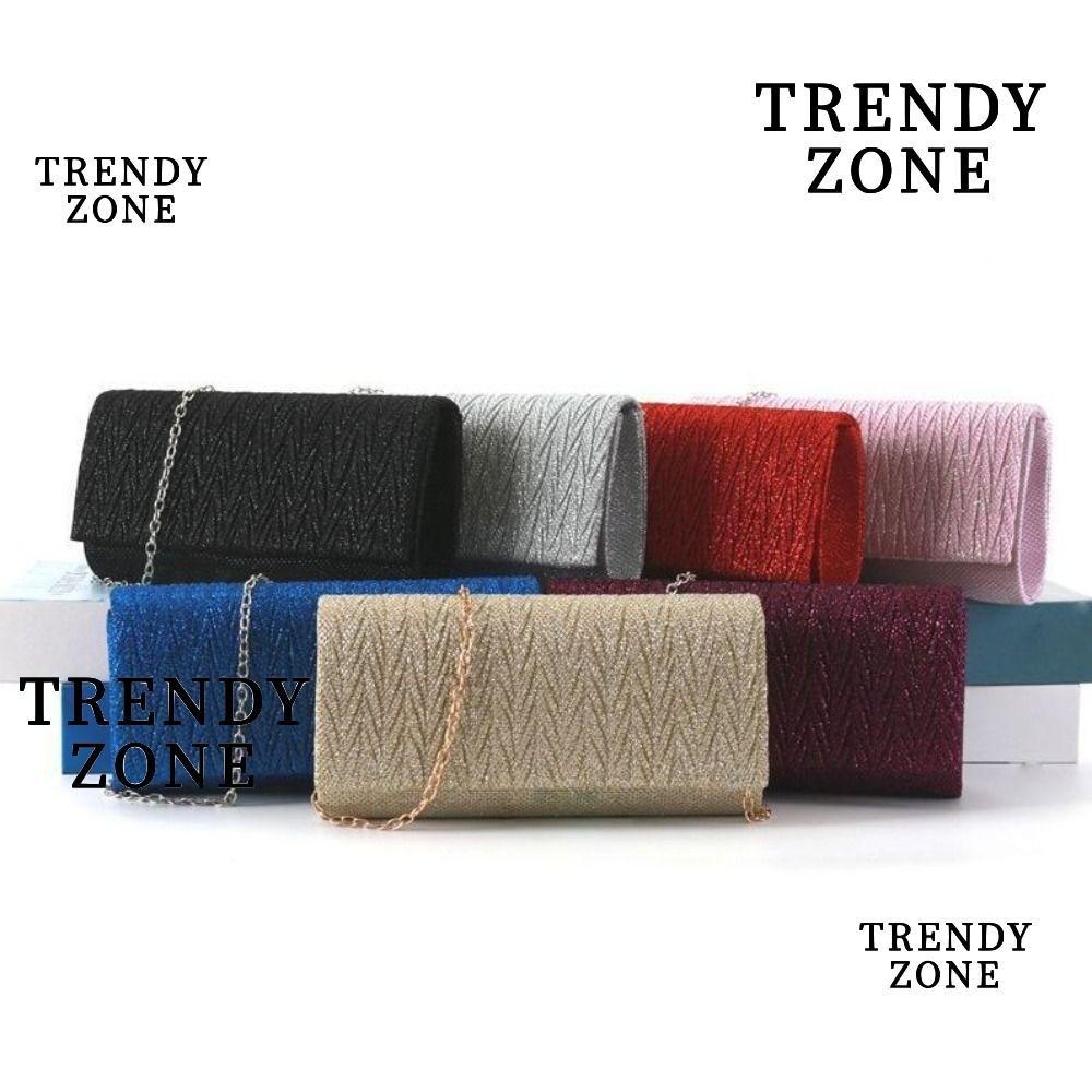 Trendyzone กระเป๋าถือ กระเป๋าสะพายไหล่ ทรงคลัทช์ แต่งกลิตเตอร์ พร้อมสายโซ่คล้อง ถอดออกได้ เหมาะกับงานพรอม สําหรับผู้หญิง