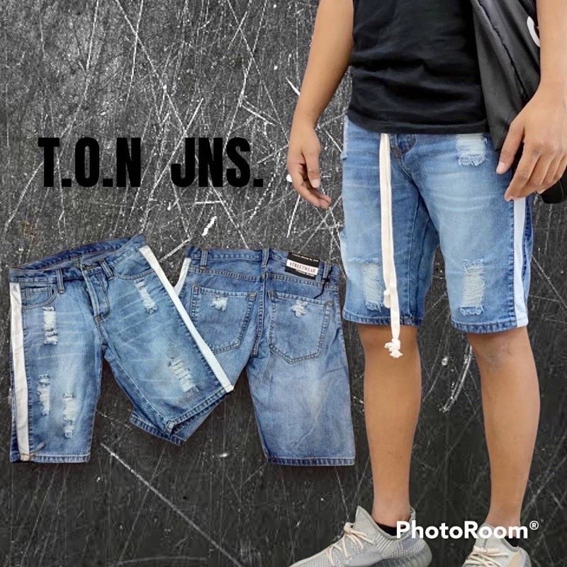 TON Jeans ขาสั้นฟอกซีด สีไม่ตกมีถึงเอว40