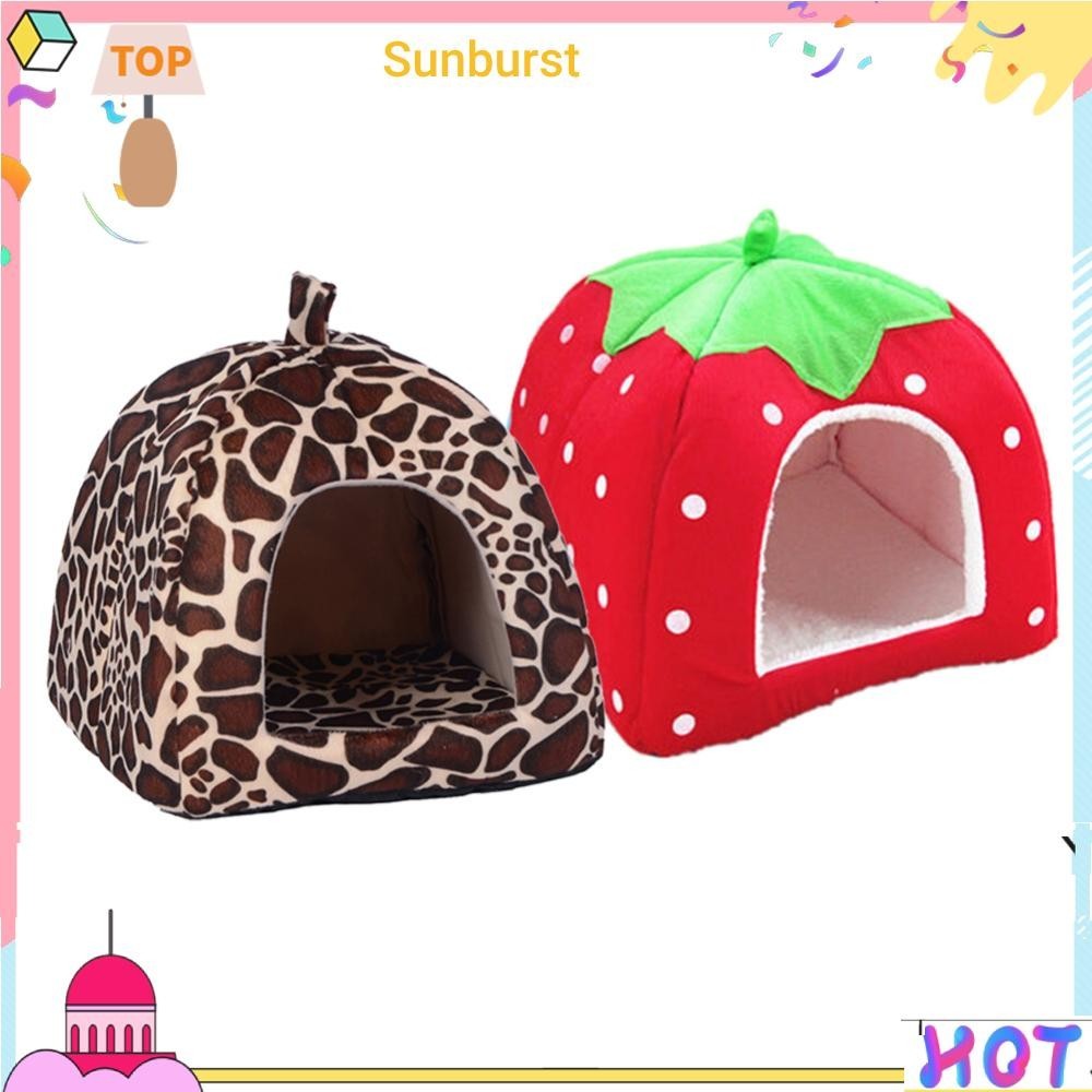[Sunburst11.th] ตะกร้าเบาะรองนั่ง แบบนิ่ม ลายสตรอเบอร์รี่ สําหรับสัตว์เลี้ยง สุนัข แมว