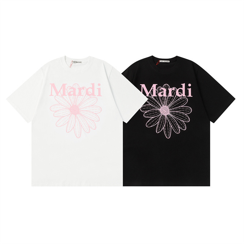 Street แฟชั่นผู้ชายและผู้หญิงผ้าฝ้ายเสื้อยืดดอกไม้ตัวอักษรแขนสั้นเสื้อยืดเสื้อลําลอง Unisex
