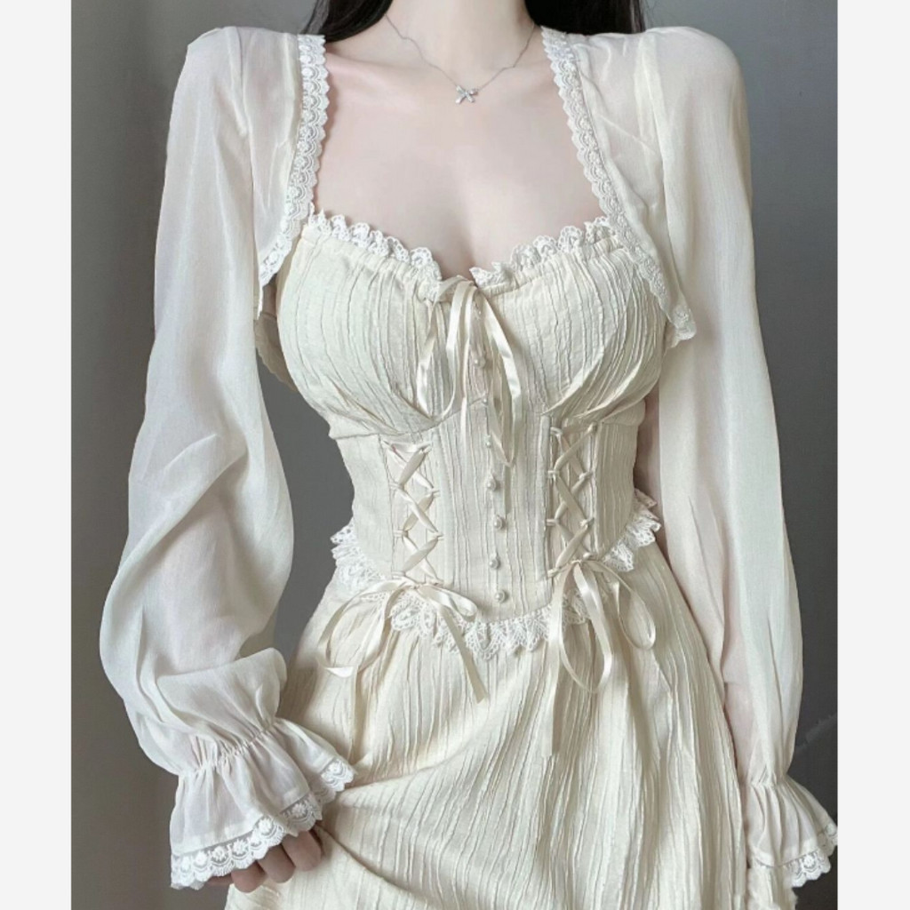 เสื้อแจ็กเก็ตคาร์ดิแกน แขนยาว ผ้าชีฟอง แบบบาง แต่งขอบลูกไม้ แฟชั่นฤดูร้อน สําหรับผู้หญิง