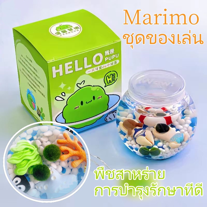 ชุดมาริโมะ ขวดแก้วมาริโมะดั้งเดิม ของเล่นขแก้ว เหมาะสําหรับเป็นของขวัญสําหรับคนที่รักมาริโมะ ตู้ปลาขนาดเล็ก
