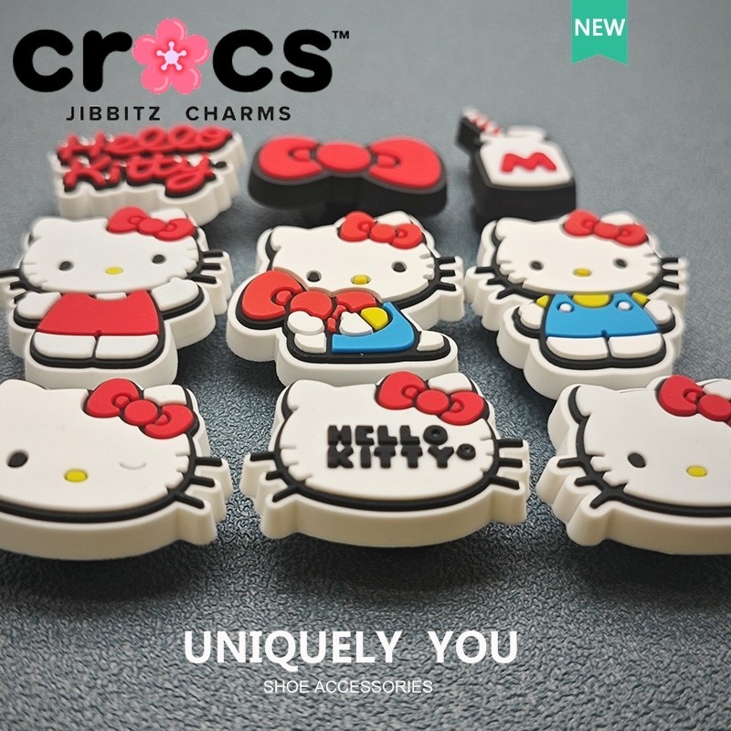 jibbitz crocs charm หัวเข็มขัด ลายการ์ตูนคิตตี้น่ารัก สีแดง สําหรับตกแต่งรองเท้า crocs jibbitz