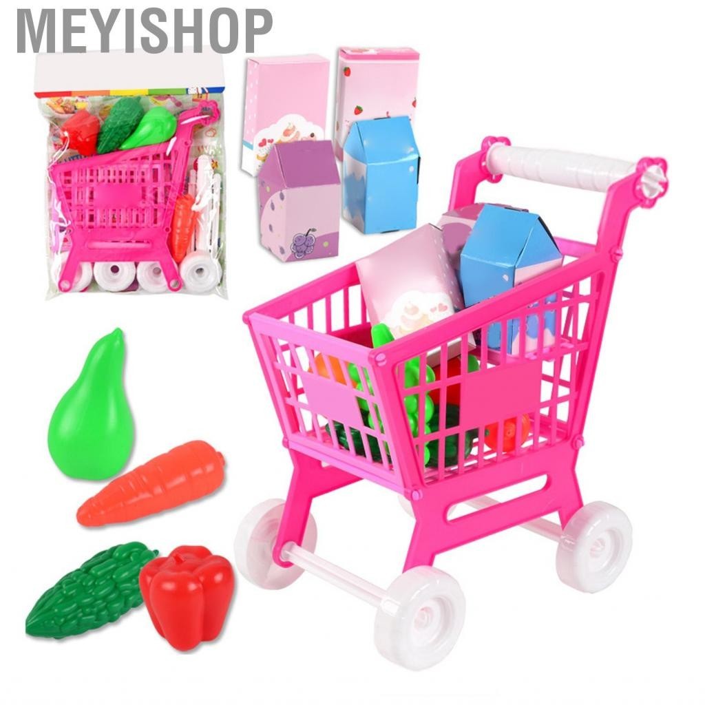 Meyishop Children Shopping Trolley  21pcs Lightweight Kids Cart Play Set Hand Eye Coordination Training for Role Playing