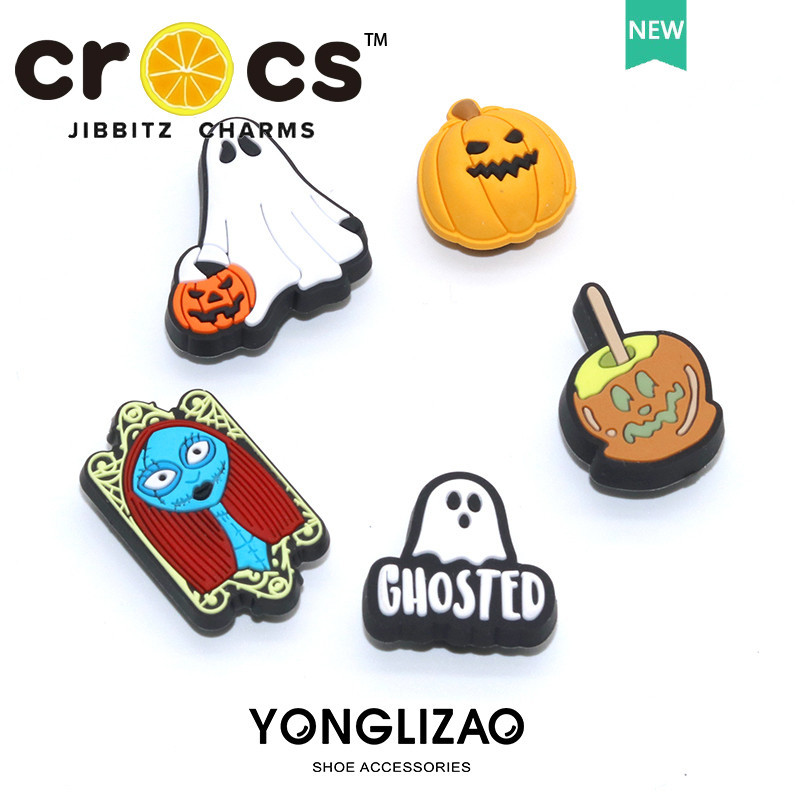 Jibbitz crocs charm แท้ บักเกิลติดรองเท้า ลายการ์ตูนฟักทองผี ฮาโลวีน อุปกรณ์เสริมรองเท้า