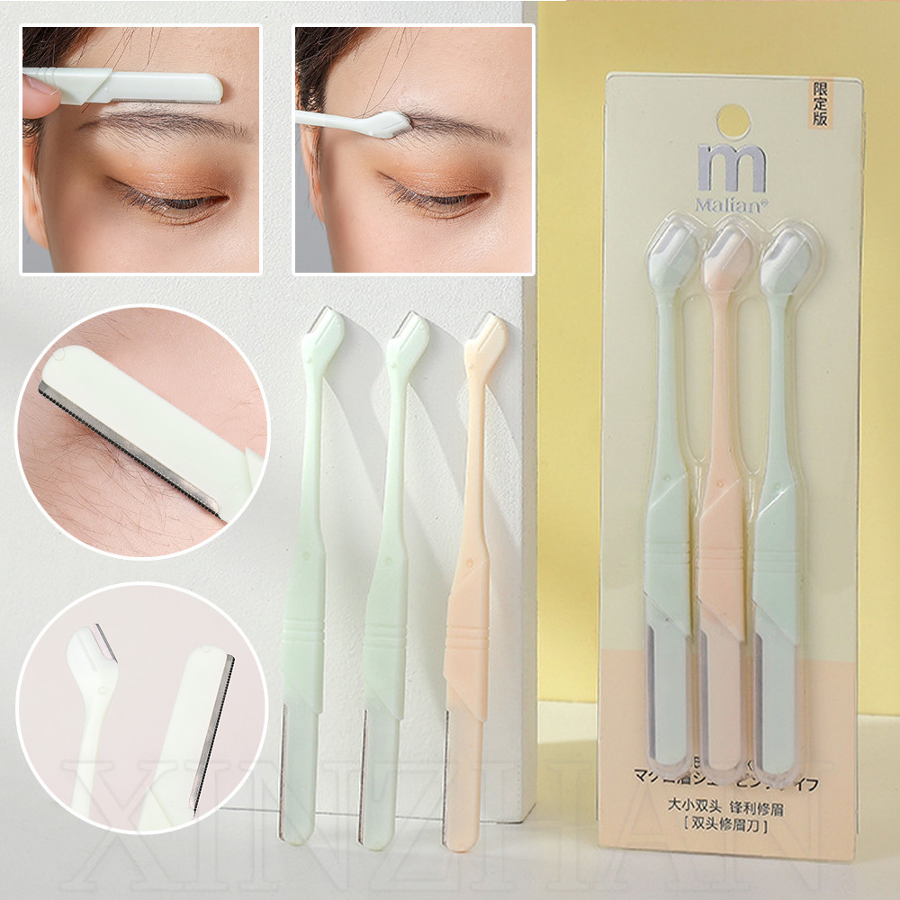 เครื่องมือแต่งหน้าความงาม อเนกประสงค์ - เครื่องกําจัดขน - สําหรับใบหน้า, รักแร้, คิ้ว - 3 ชิ้น / เซต ที่กันจอนคิ้วสองหัว - ใบมีดสแตนเลสที่ปลอดภัย