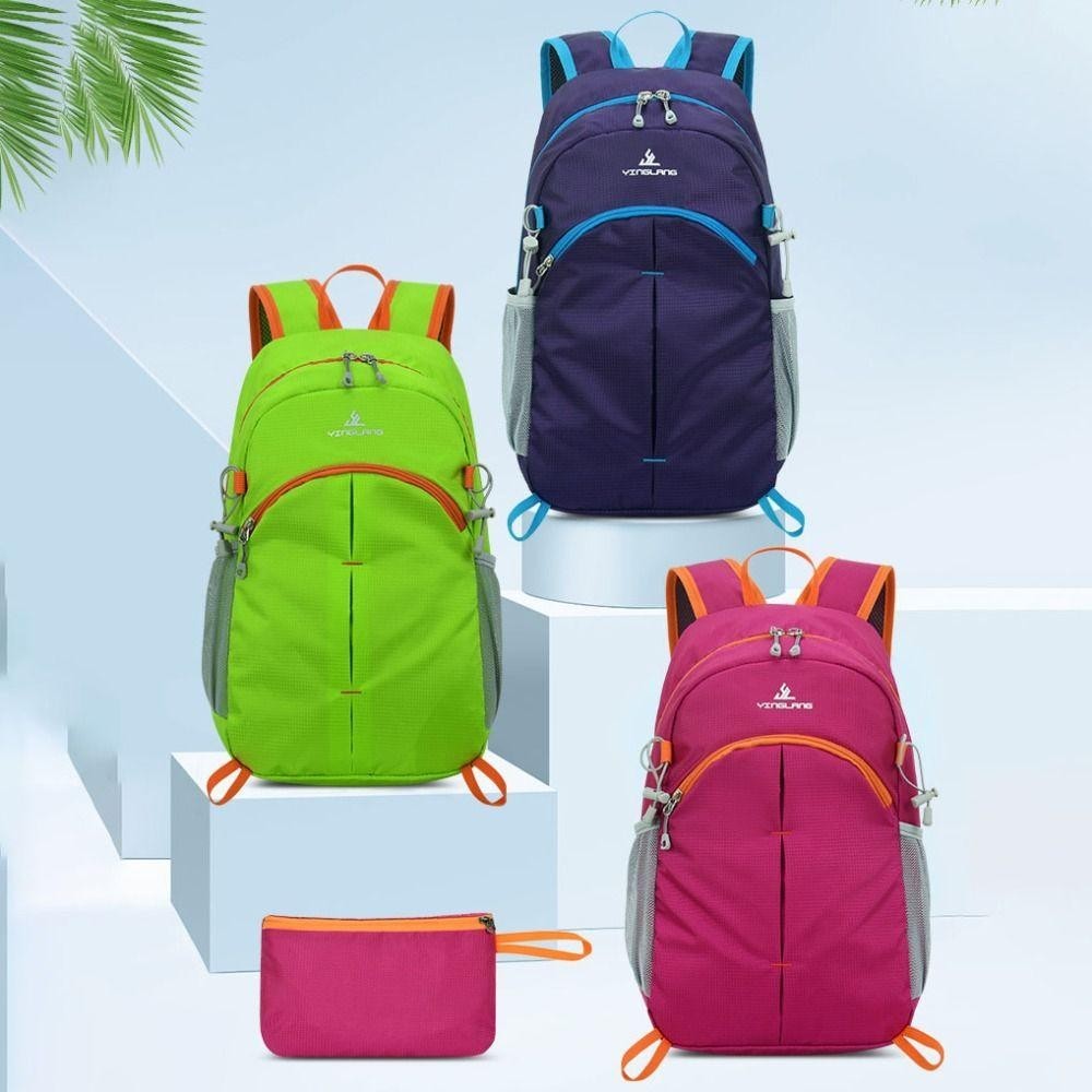 Trendyzone กระเป๋า Duffle, กระเป๋าเป้สะพายหลังพับได้ขนาดใหญ่น้ําหนักเบาพิเศษ, กระเป๋าเป้สะพายหลังปั่นจักรยานซิปกันน้ําแบบลําลองสําหรับการเดินทางกลางแจ้ง