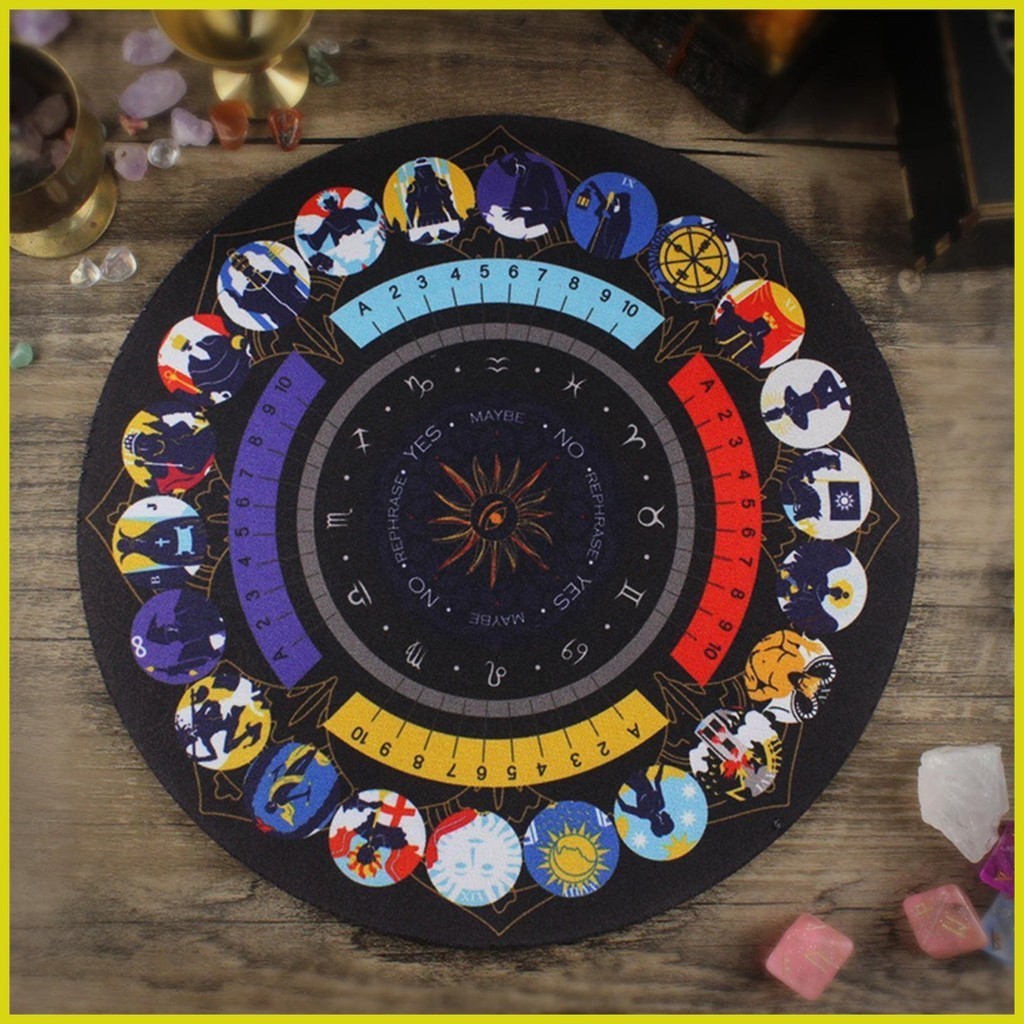 ผ้าปูโต๊ะลูกตุ้ม ทรงกลม ลาย Tarots Card Pad Runes Altar Table Cloth Constellation Magic Board Game Pad hontinth