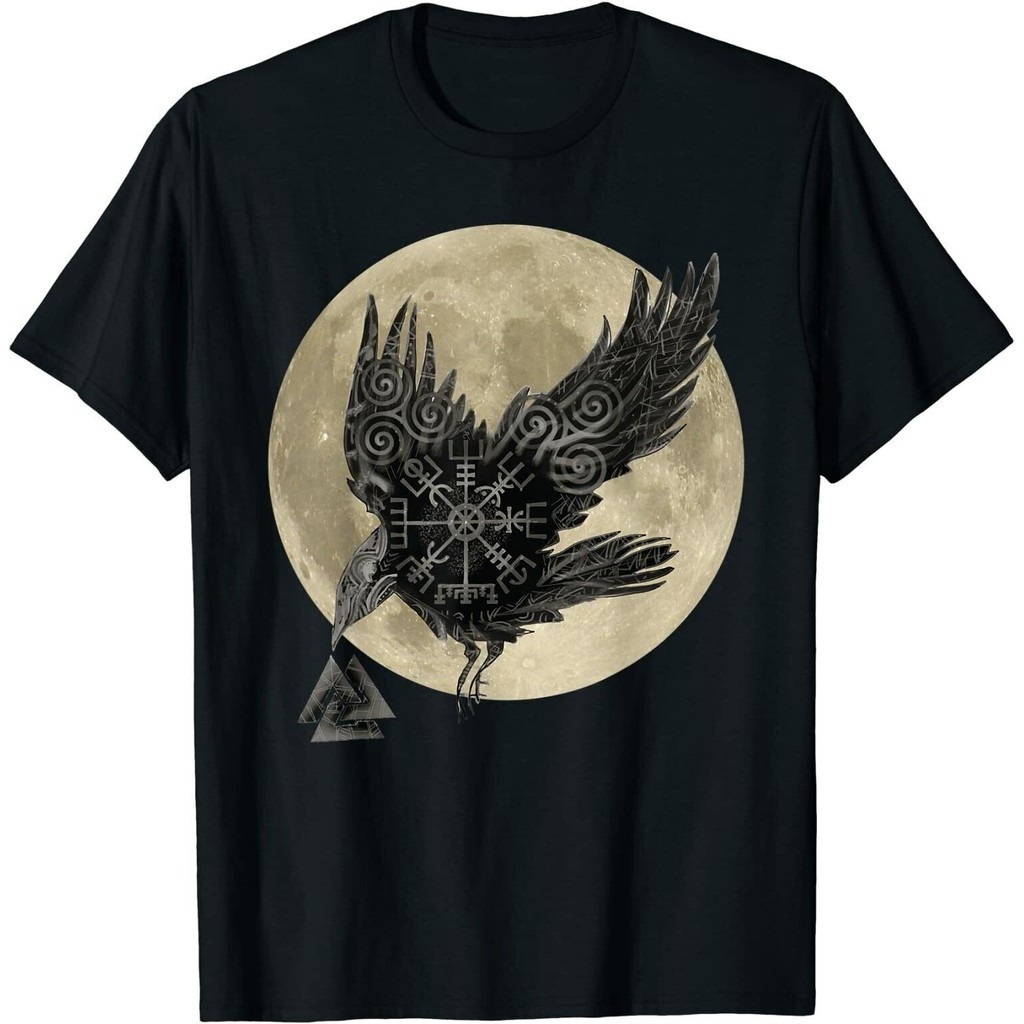 เสื้อยืด Moon Nourse Raven Runes Pagan Viking Cool