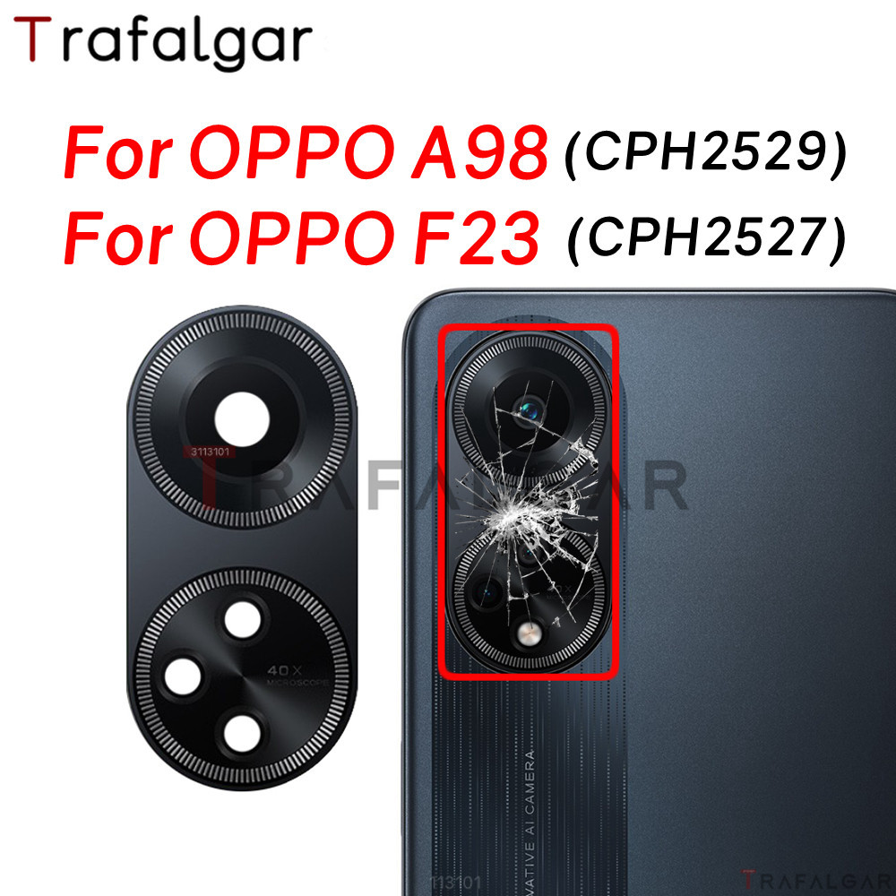เลนส์กระจกกล้องด้านหลัง พร้อมสติกเกอร์กาว แบบเปลี่ยน สําหรับ OPPO A98 F23 5G CPH2527 CPH2529