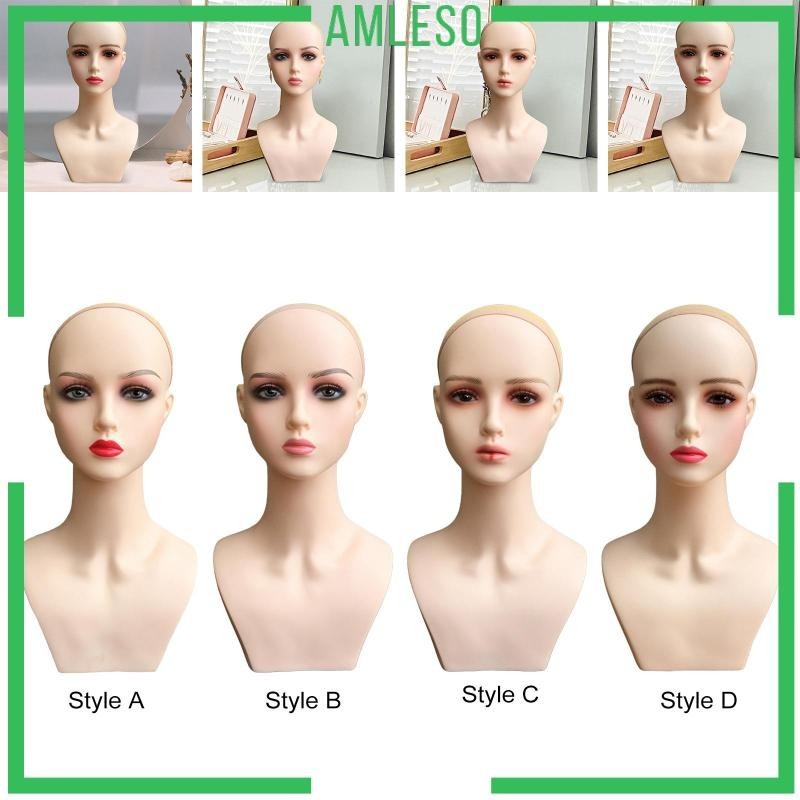 [Amleso] หุ่นหัวนางแบบ เสมือนจริง สําหรับโชว์เครื่องประดับ ผ้าพันคอ หมวก แว่นตา