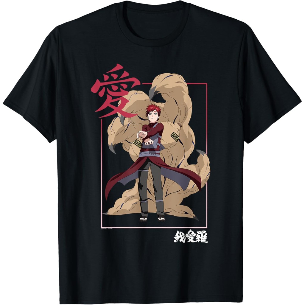เสื้อยืดอะนิเมะ x Naru Shipden Gaara Kanji Frame T-Shirt S-5XL เสื้อยืดคอตตอน