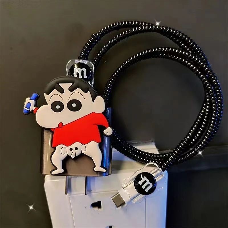 การ์ตูนน่ารัก Crayon Shin-Chan ที่ชาร์จสําหรับ VIVO V40 V29 5G 80W V807073L0A0 1M ตัวป้องกันสายเคเบิ