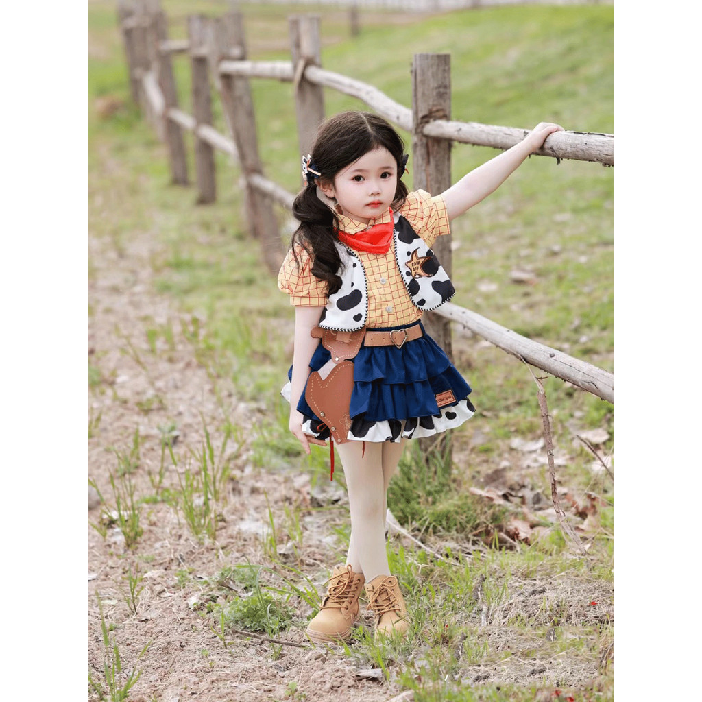 [Aria] เด็ก Triss cos เสื้อผ้า Toy Story Girl Woody Denim Lolita Dress ชุดเจ้าหญิง