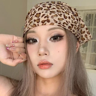 Y2k สไตล์แฟชั่นเสือดาว Headscarf - ผ้าพันคอฝรั่งเศส Dark Leopard Turban แถบคาดศีรษะ - หญิงสาว Party Bandana